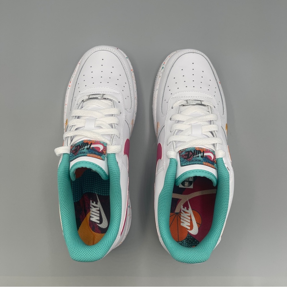 Nike Air Force 1 LV8 GS Big Girl 7Y Casual Shoes White/Safety Orange \Women #8.5 - Picture 9 of 16